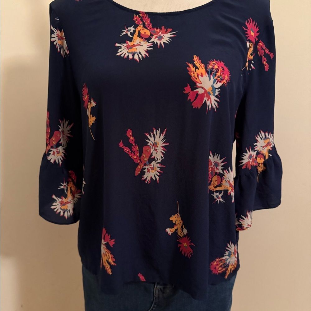 Madewell Navy Floral Blouse